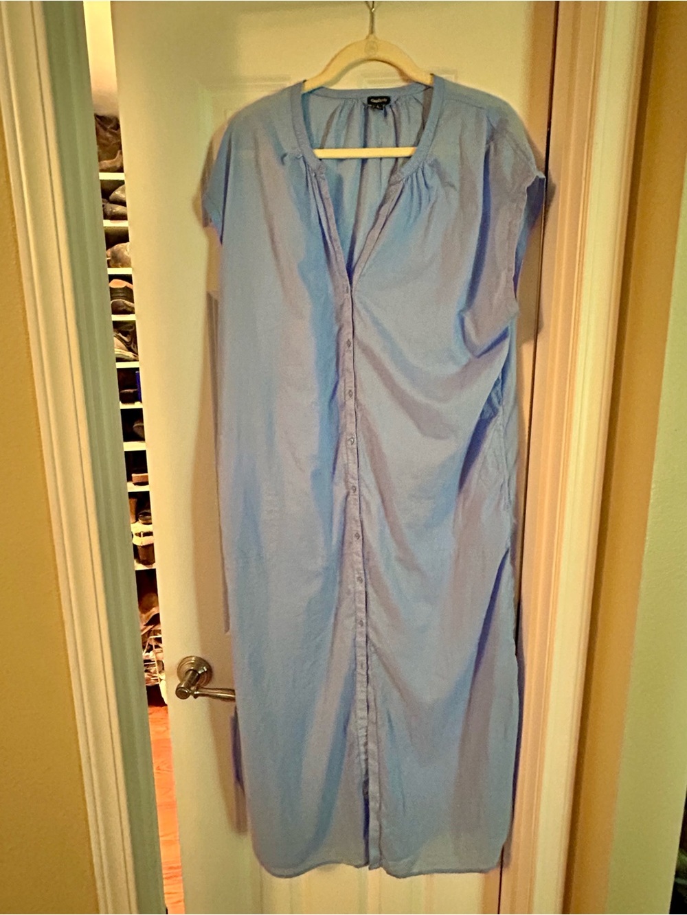 GapBody Nightgown Sleeveless Light Blue Button-Front Night Chemise